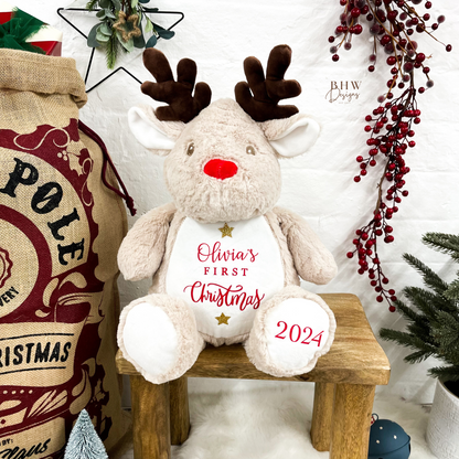 Personalised First Christmas 2025 Reindeer Large Teddy