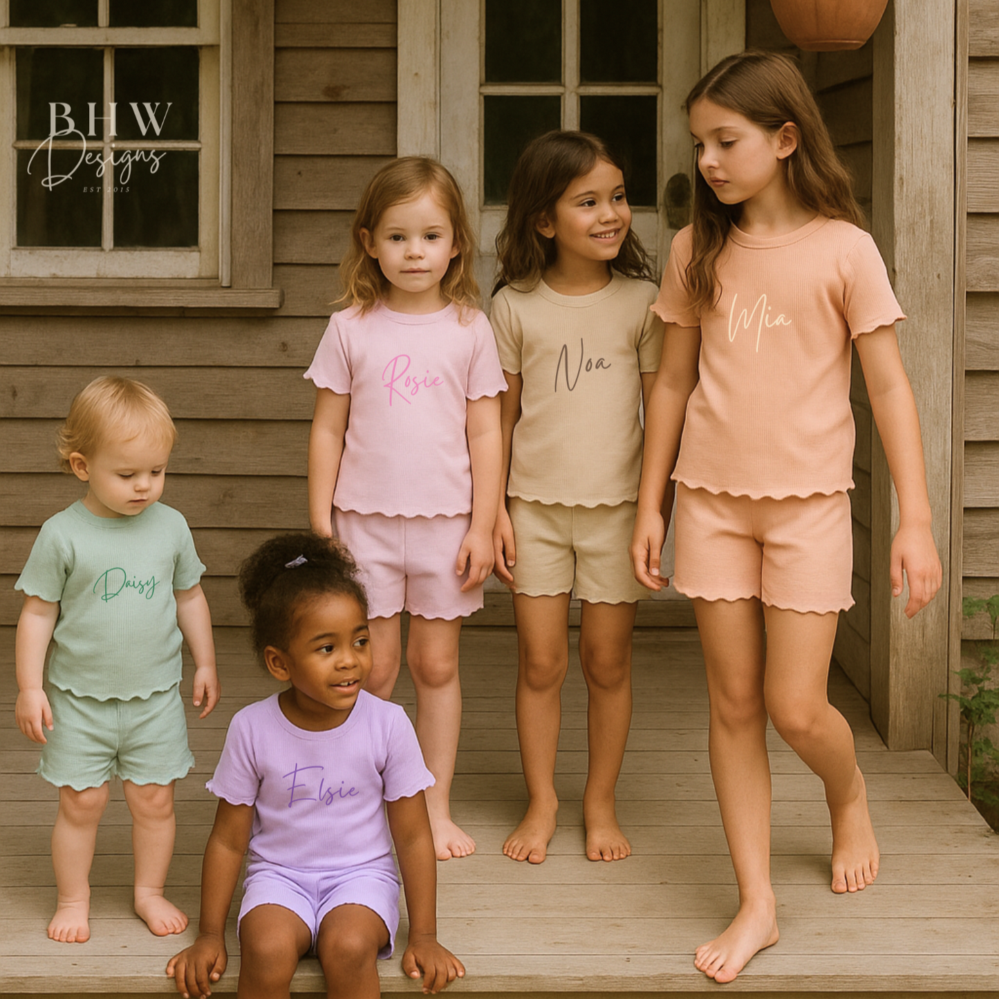 Girl's Ribbed T-shirt and Short Set - Sage Green