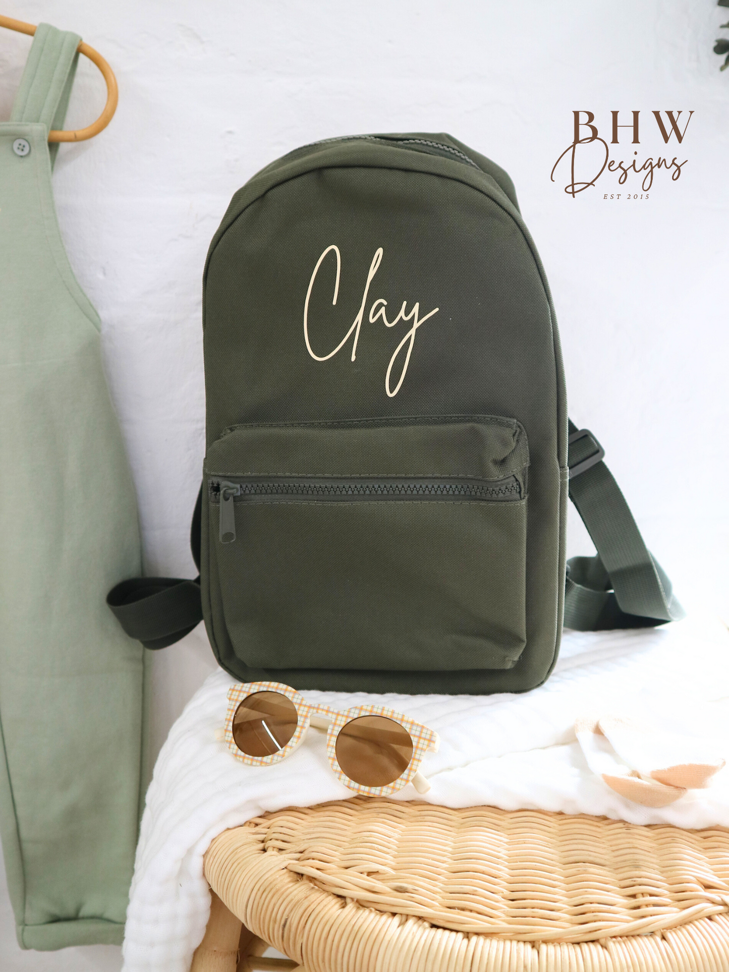 Personalised Kid's Mini Backpack - Olive Green