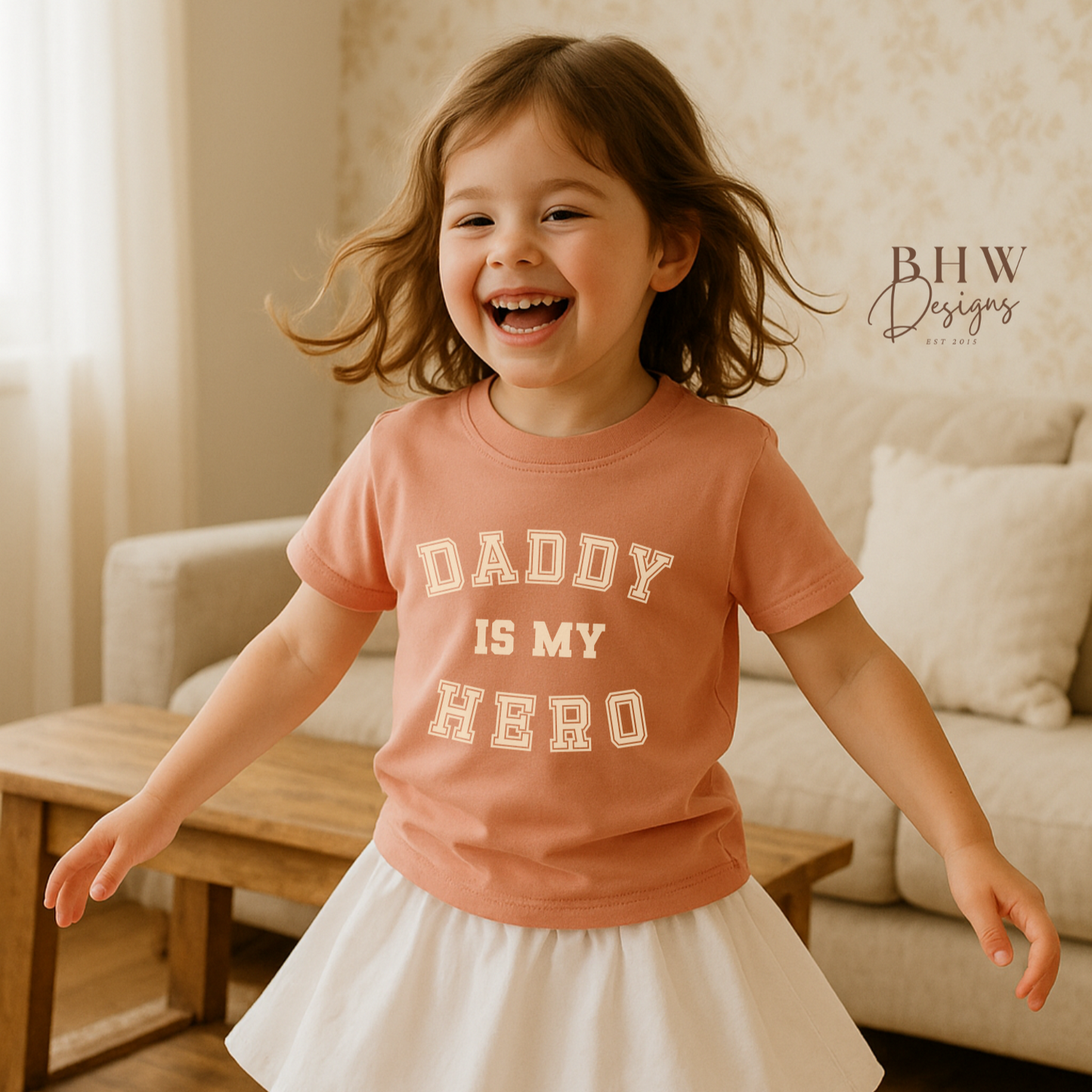 Daddy is my Hero T-shirt - Dusky Pink