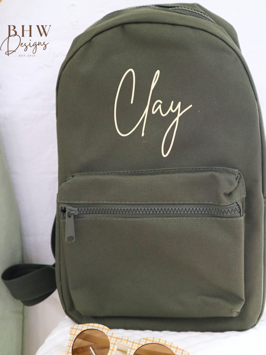 Personalised Kid's Mini Backpack - Olive Green