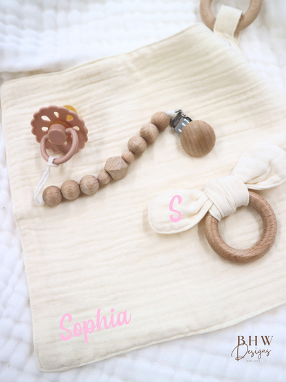 3 Piece Personalised Baby Set - Cream