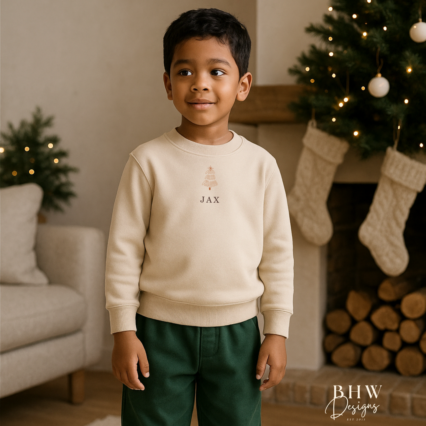 Personalised Christmas Tree Oat Sweatshirt