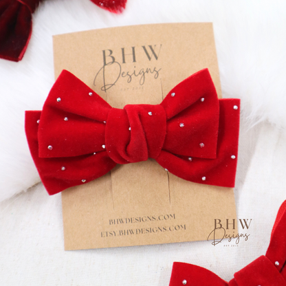 Red Sparkle Bow Clip