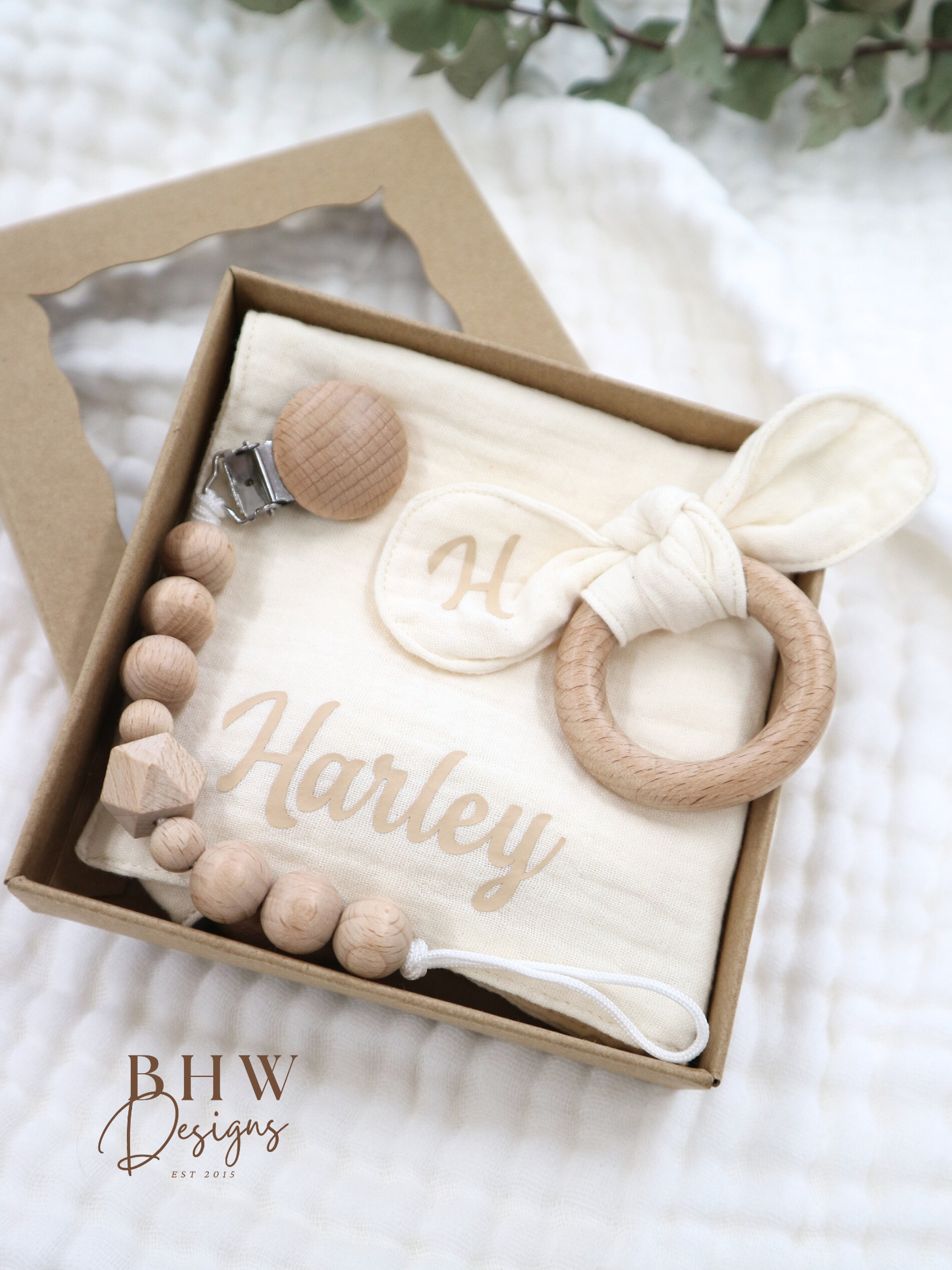 3 Piece Personalised Baby Set - Cream
