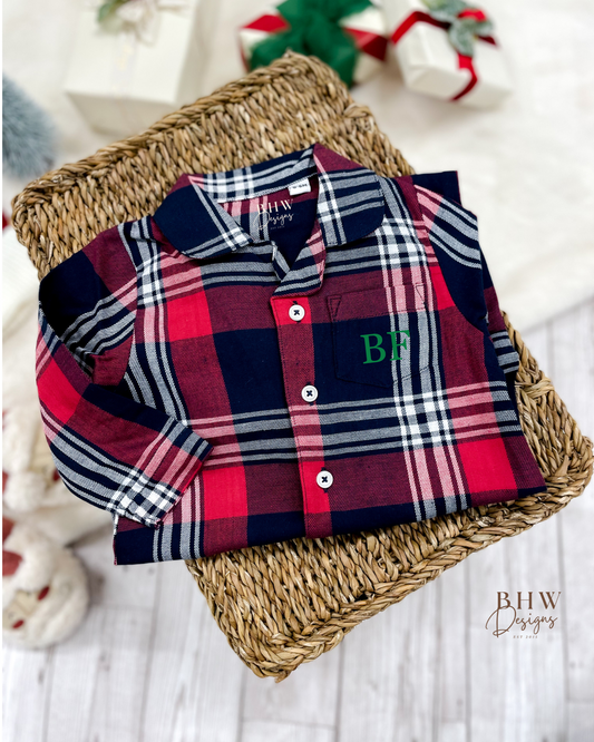 Personalised initial Tartan Romper Onesie