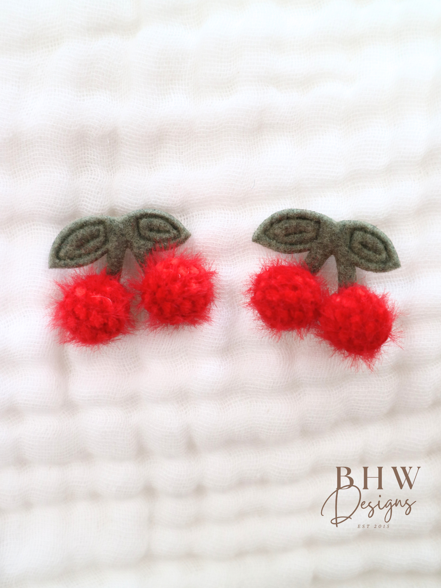 Cherry Hair Bow & Clip Set