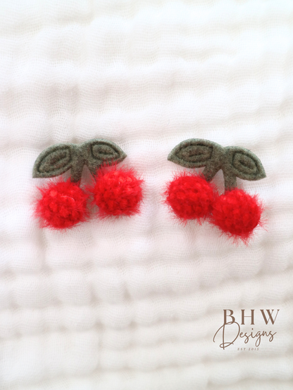 Cherry Hair Bow & Clip Set