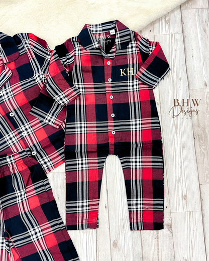 Personalised initial Tartan Romper Onesie