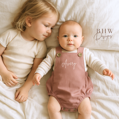 Personalised Dungaree Romper - Mauve
