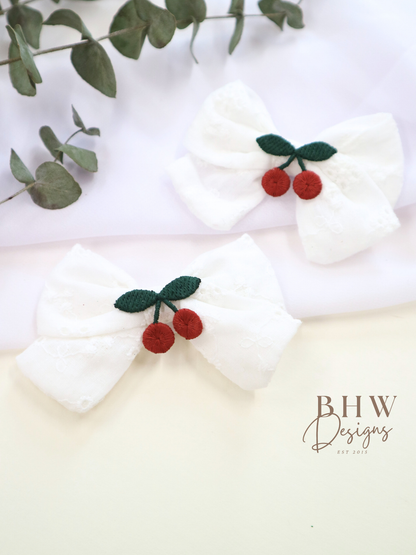 Cherry Hair Bow & Clip Set