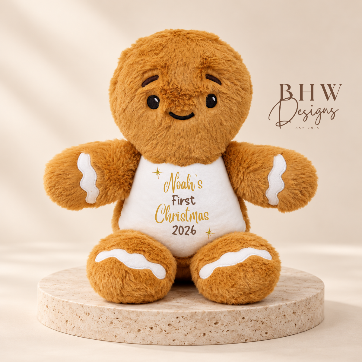 Personalised First Christmas Gingerbread man Soft Toy