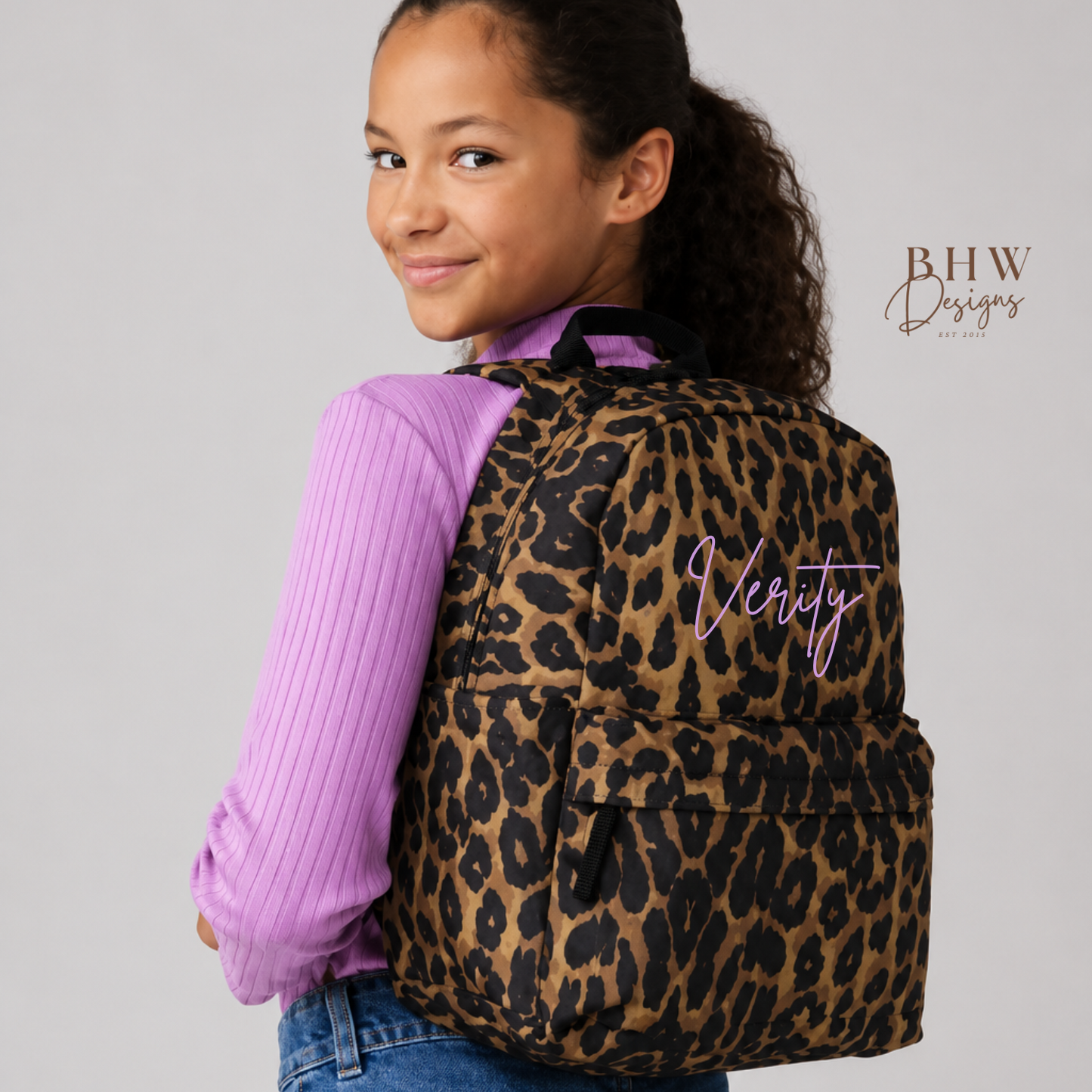 Personalised Leopard Print Kids Backpack