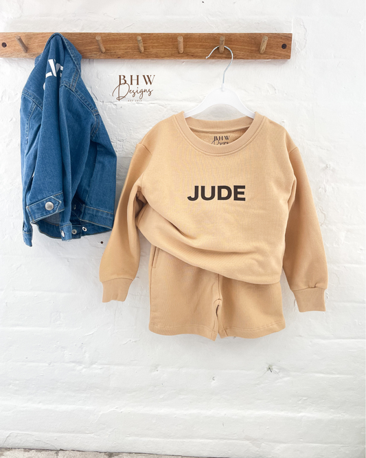 Personalised Sweater and Short Jersey Set - Sand