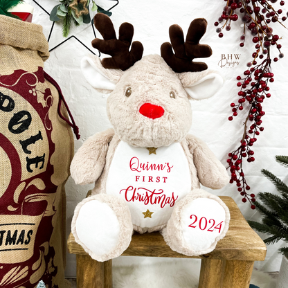 Personalised First Christmas 2025 Reindeer Large Teddy