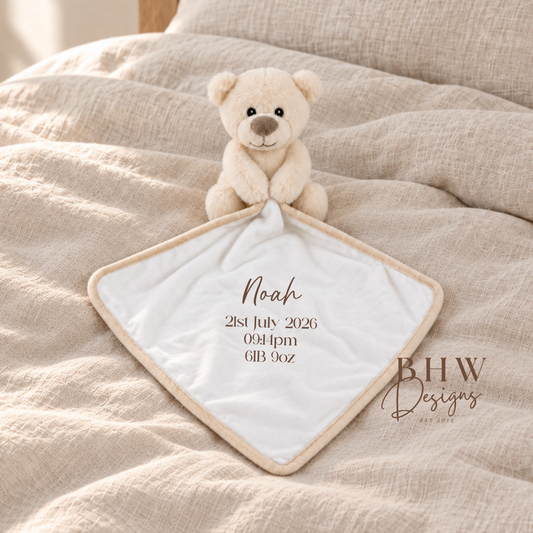 Personalised Cream Teddy bear Comforter