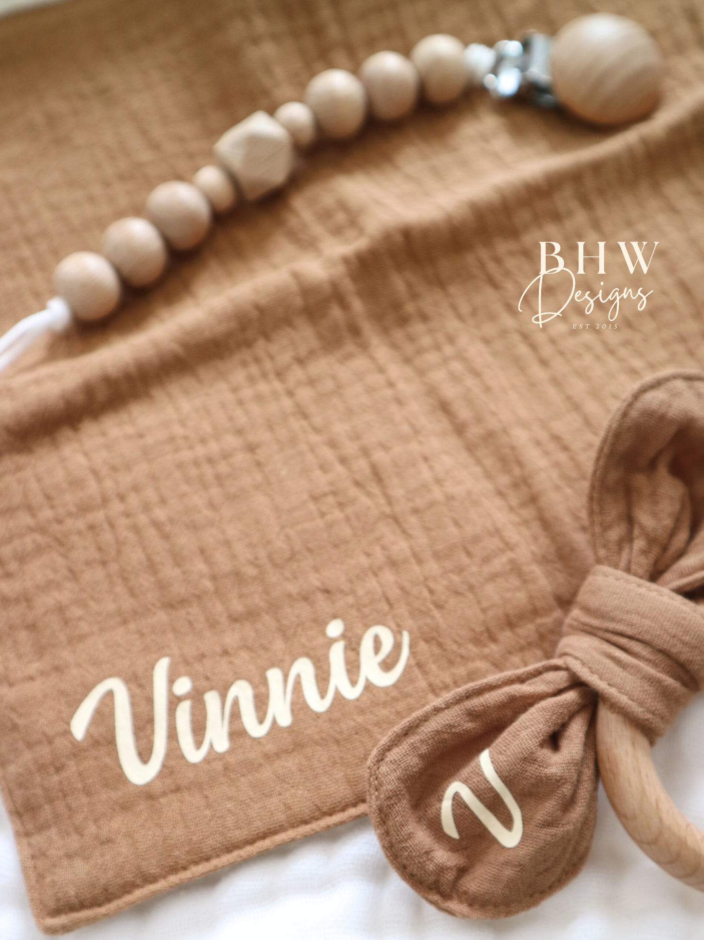 3 Piece Personalised Baby Set - Rust
