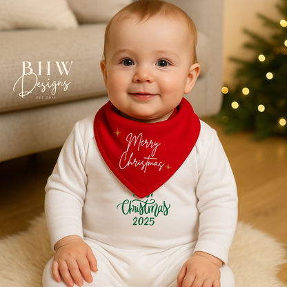 Merry Christmas Red Bandana Bib