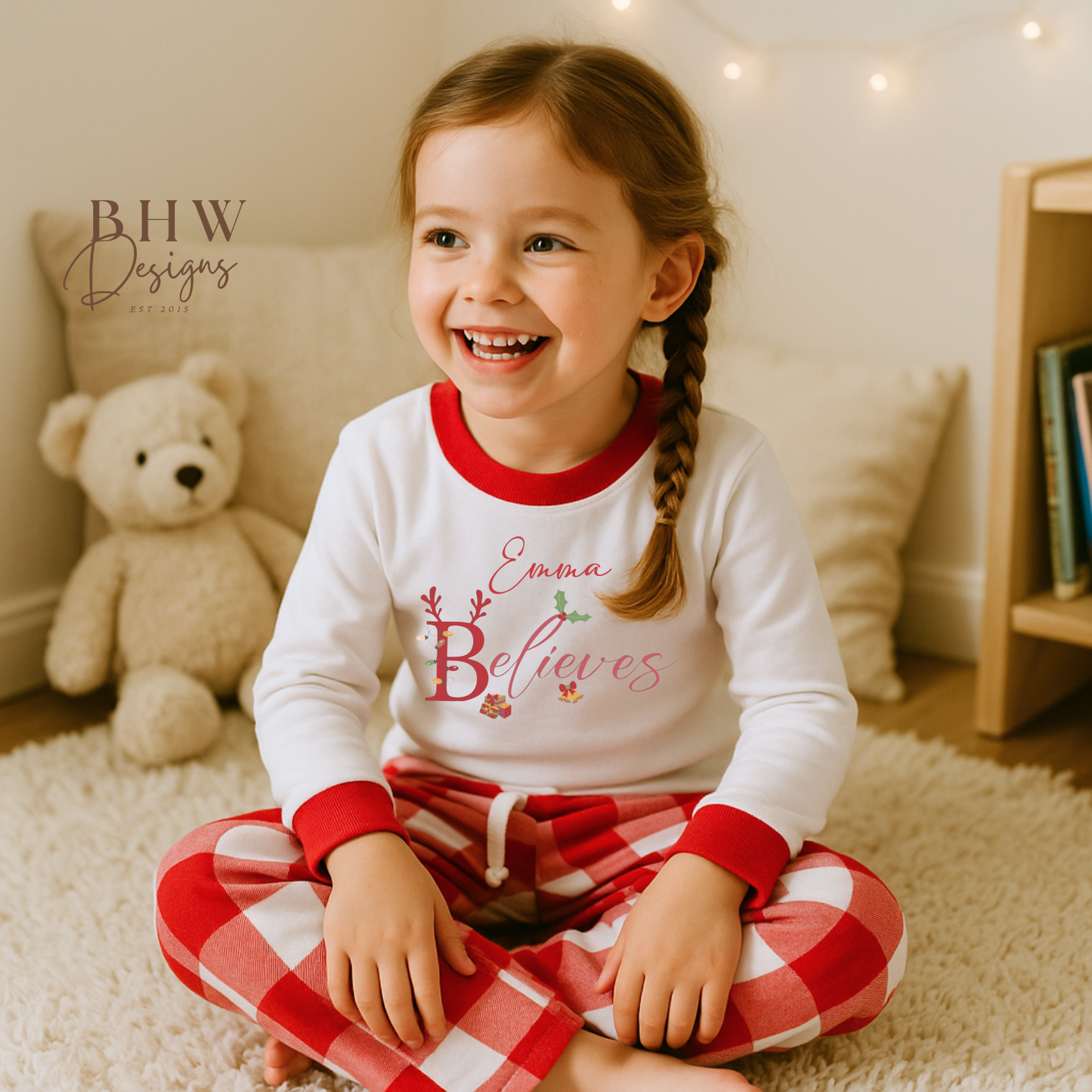 Personalised Red Check Pyjamas