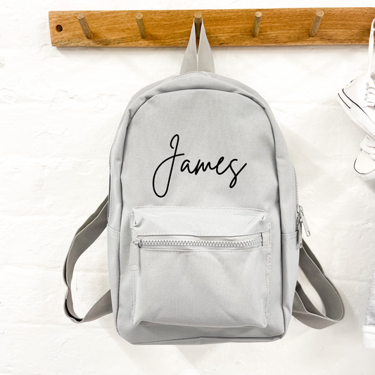 Personalised Kid's Mini Backpack - Light Grey