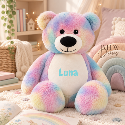 Personalised Pastel Rainbow Teddy Bear