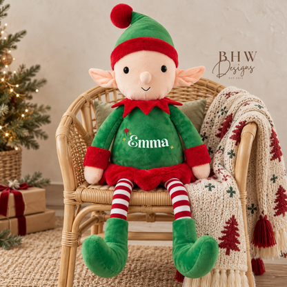 Personalised Name Elf Christmas Large Soft Toy