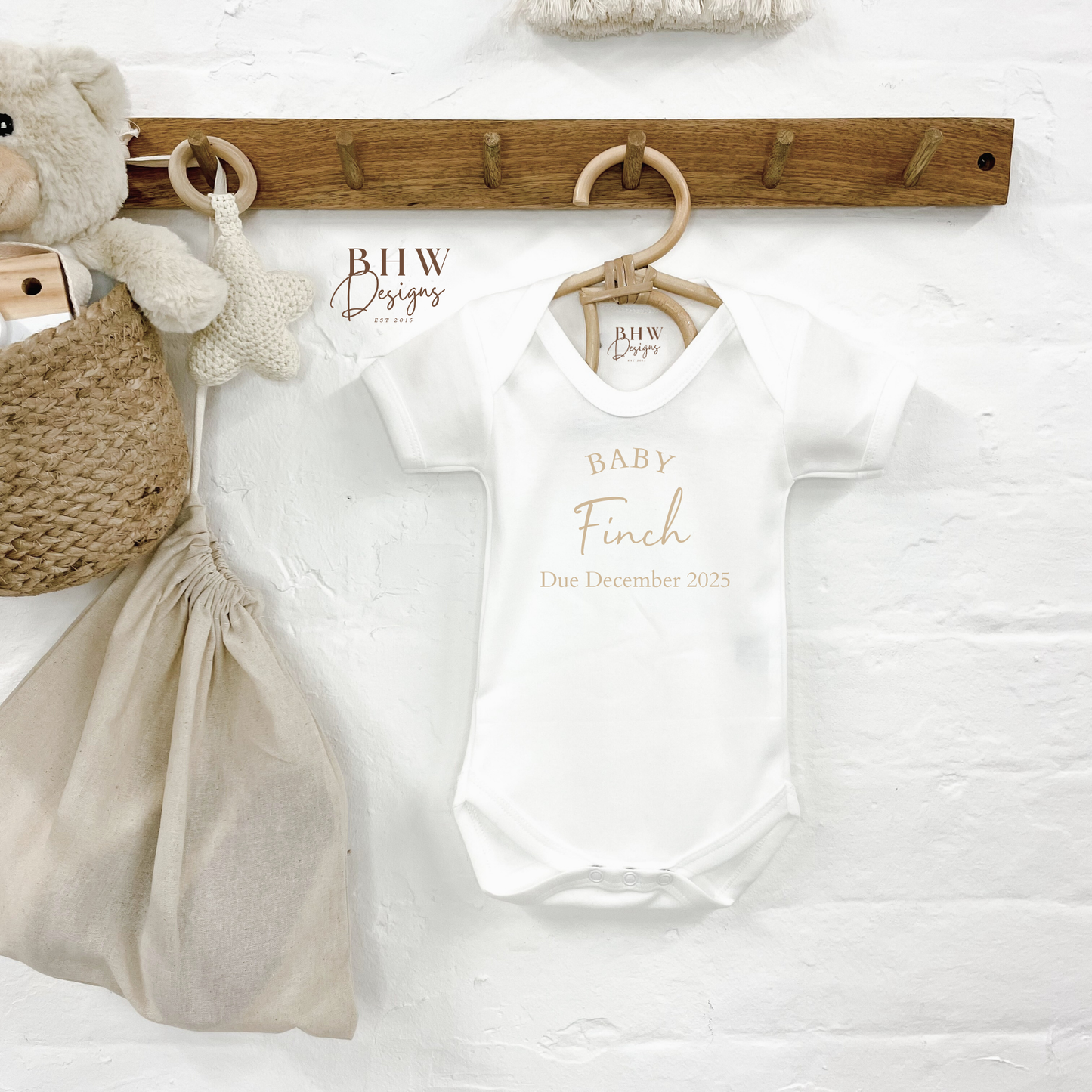 Personalised Baby Due Date Surname Bodysuit