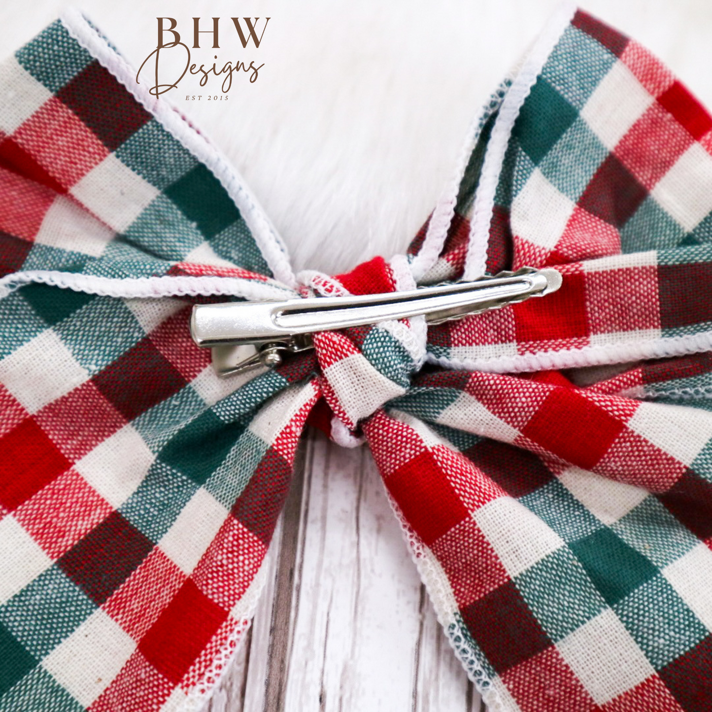 Large Plaid Hair Bow