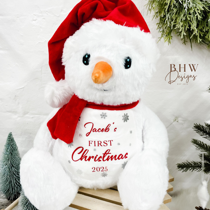 Personalised Snowman First Christmas Soft Toy