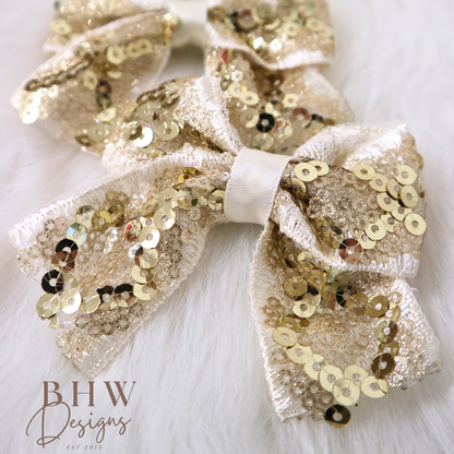 Gold sequin bow 