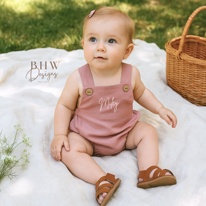 Personalised Dungaree Romper - Mauve