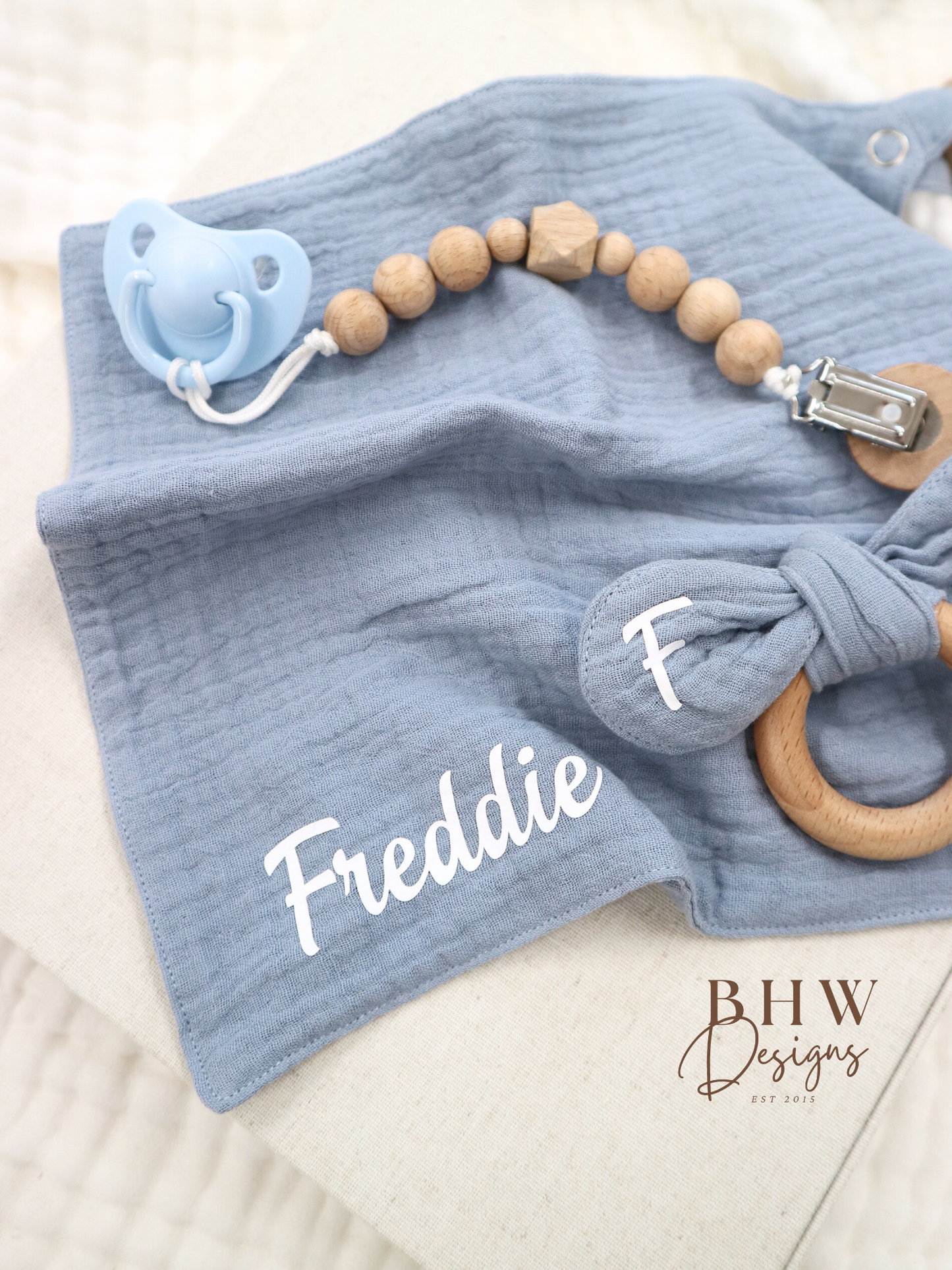3 Piece Personalised Baby Set - Powder Blue