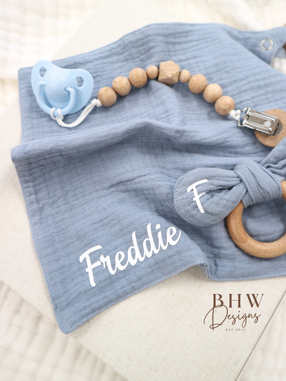 3 Piece Personalised Baby Set - Powder Blue