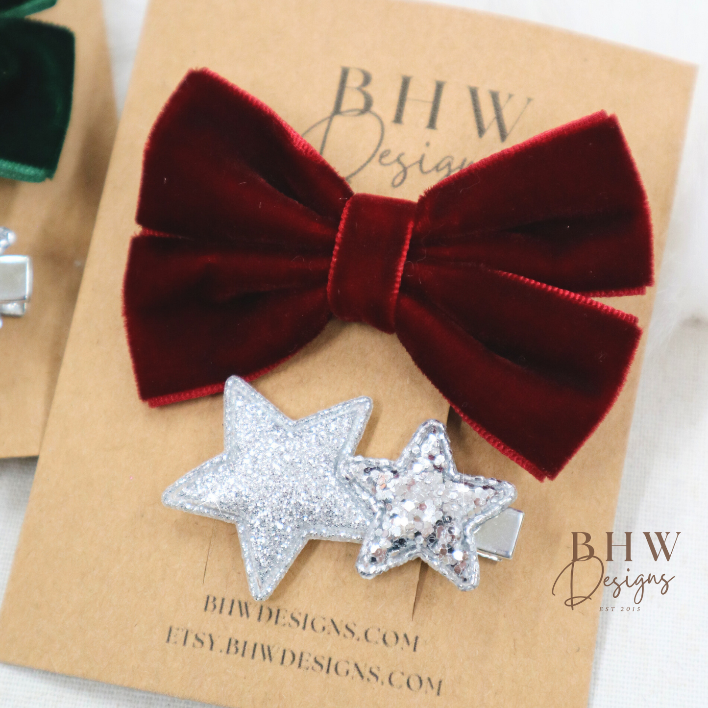 Velvet Bow & Star Clip Set