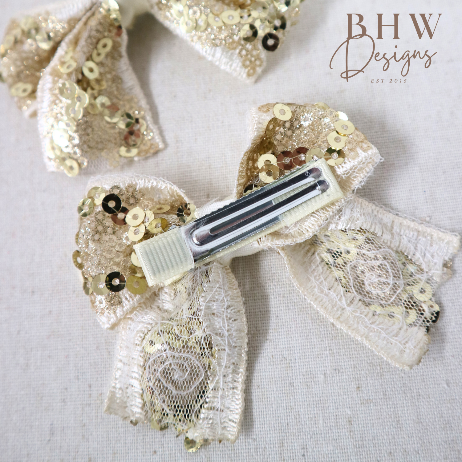 Decorative hair bows with sequins and lace 