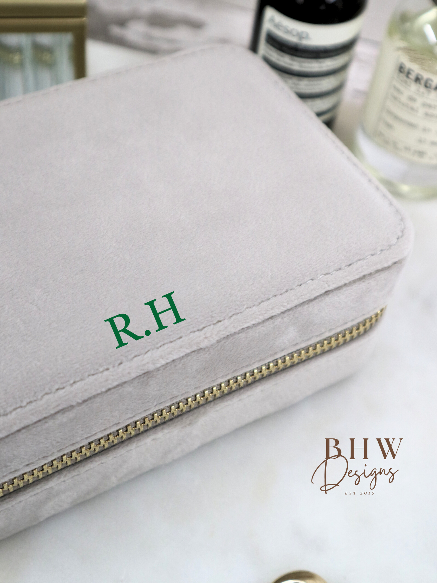 Personalised Velvet Jewellery Case - Moonstone