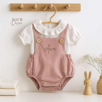 Personalised Dungaree Romper - Mauve