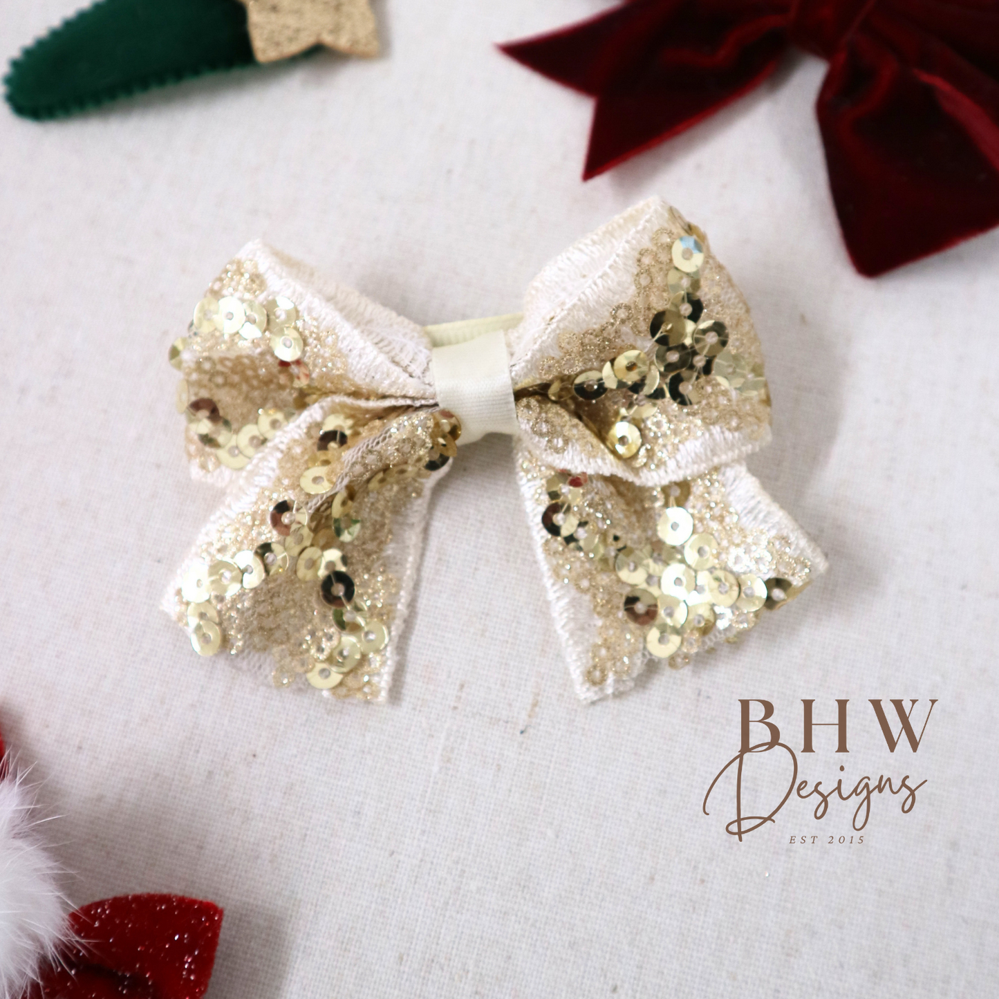 Gold sequin bow 