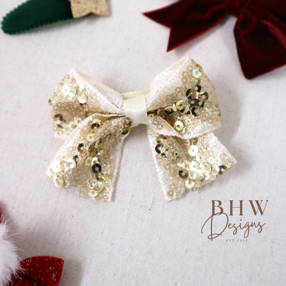Gold sequin bow 