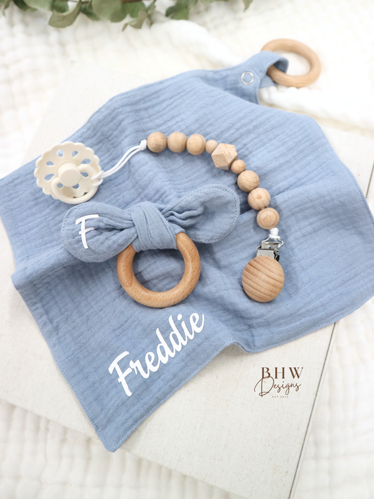 3 Piece Personalised Baby Set - Powder Blue