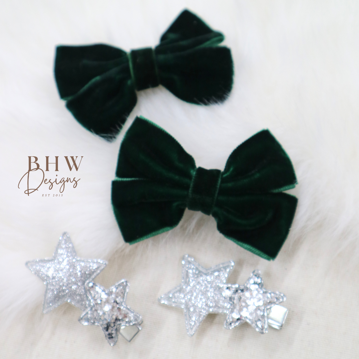 Velvet Bow & Star Clip Set