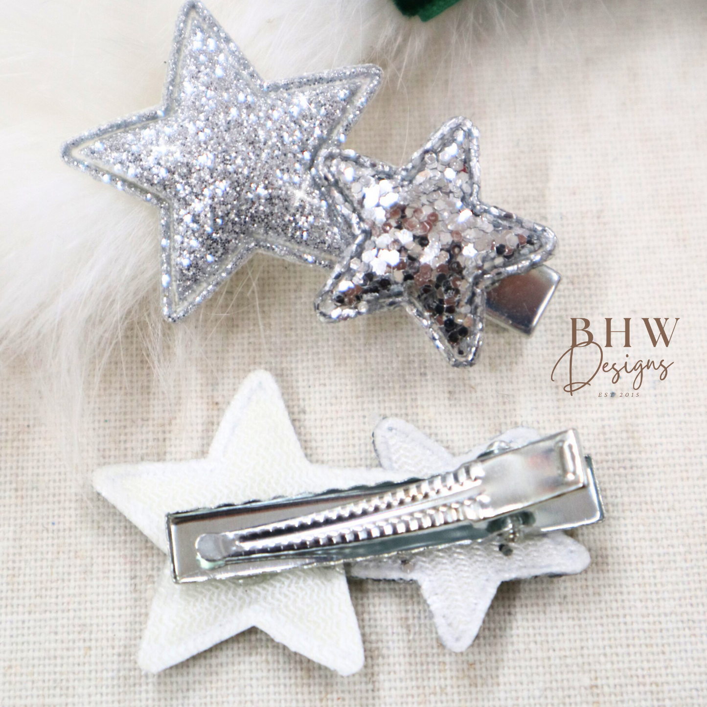 Velvet Bow & Star Clip Set