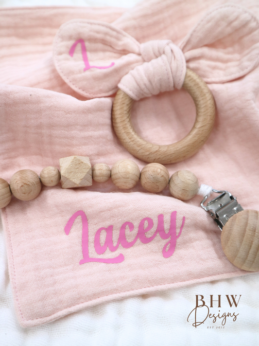 3 Piece Personalised Baby Set - Light Pink