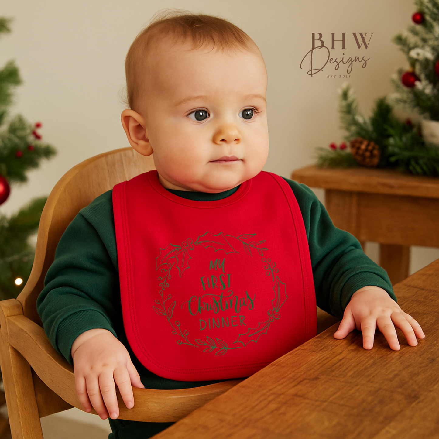 My First Christmas Dinner Red Bib