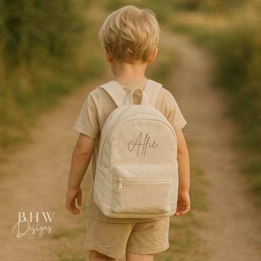 Personalised Kid's Mini Backpack - Cream