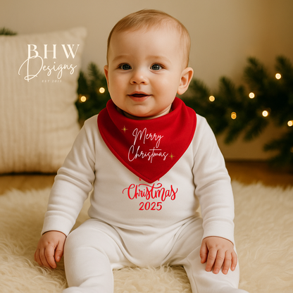 Merry Christmas Red Bandana Bib