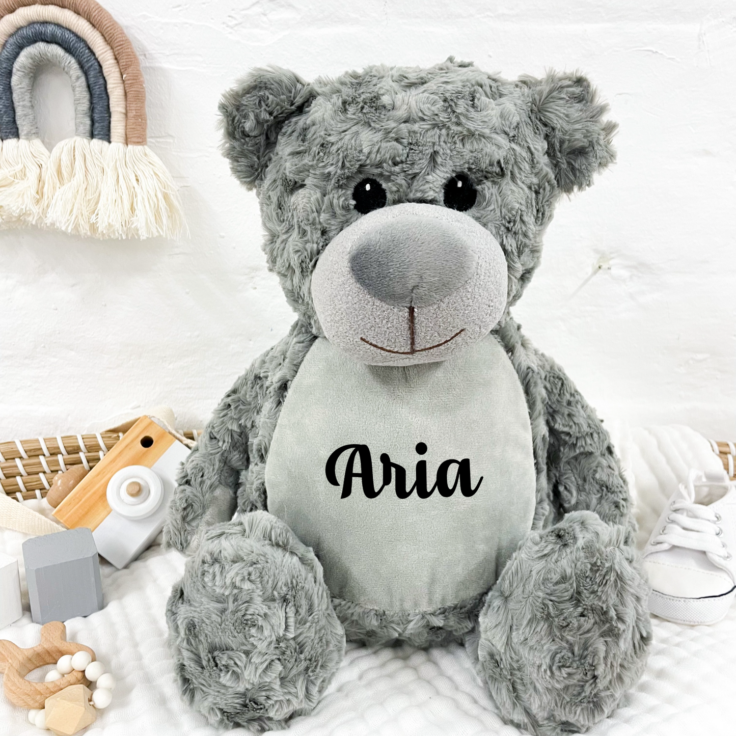 Personalise Grey Teddy Soft Toy