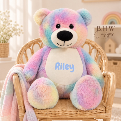 Personalised Pastel Rainbow Teddy Bear
