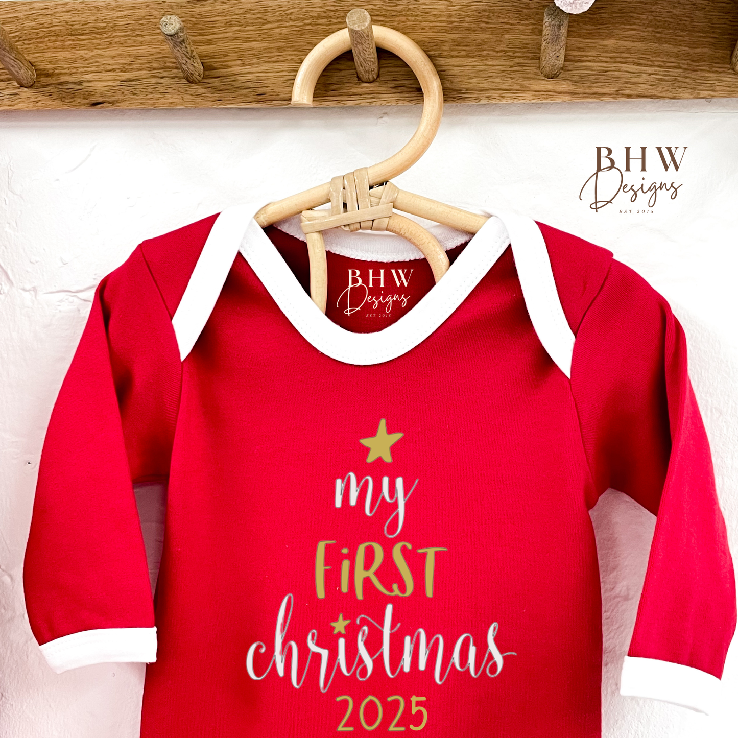 My First Christmas Red & White Bodysuit