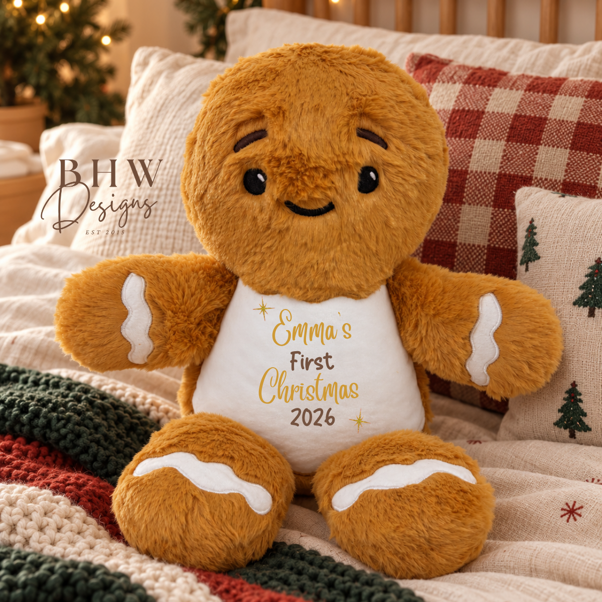 Personalised First Christmas Gingerbread man Soft Toy